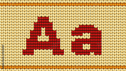 Vector Red knitted alphabet. Letter A