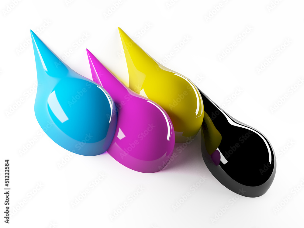 Fototapeta premium CMYK ink runs down the page