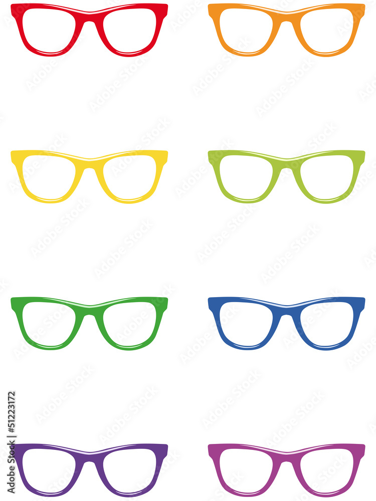 Freigestellte Nerdbrillen in Regenbogenfarben – Vektor Freigestellte Nerdbrillen in Regenbogenfarben – Vektor