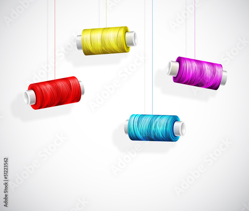 Bobbins of colorful thread