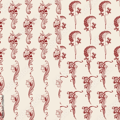 Set of vector seamless floral background