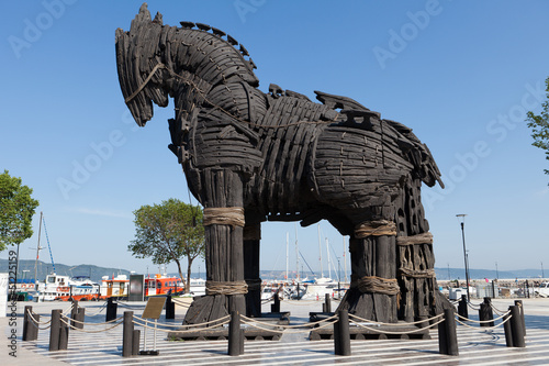 The copy of Troy wooden horse at Canakkale, Turkey photo