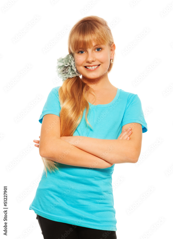 Happy confident blond girl