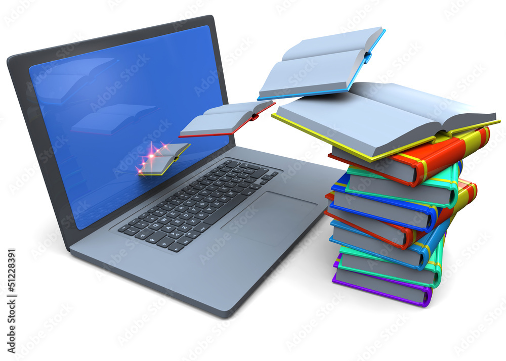 COMPUTER AND BOOKS - 3D COMPUTER AND BOOKS - 3D