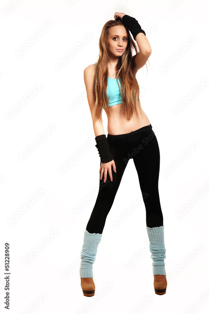 Woman in sportswear isolated on white background Woman in sportswear isolated on white background