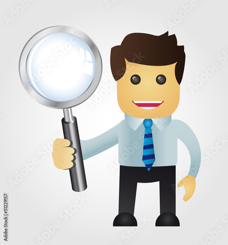 Business man with Magnifying Glass