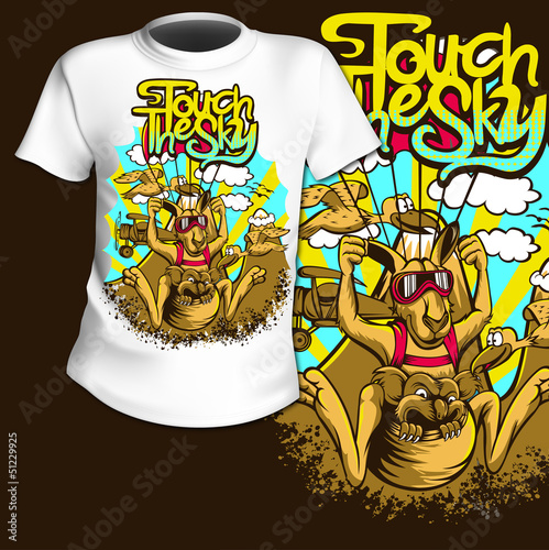 T-Shirt Print Comic Kangaroo