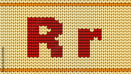 Vector Red knitted alphabet. Letter R