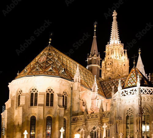 Fisherman's bastion night view, Budapest photo