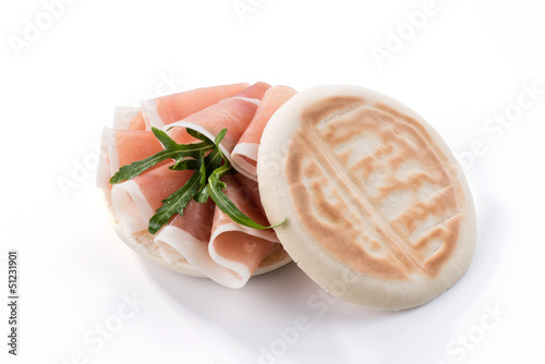 Tigella con prosciutto crudo e rucola photo