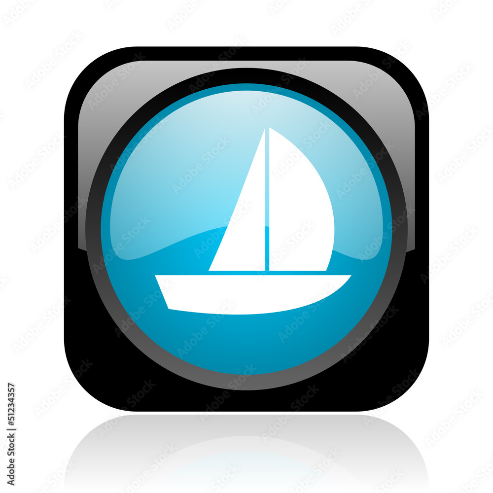 yacht black and blue square web glossy icon yacht black and blue square web glossy icon