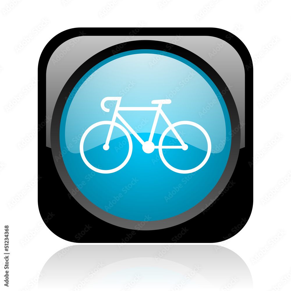 bicycle black and blue square web glossy icon bicycle black and blue square web glossy icon