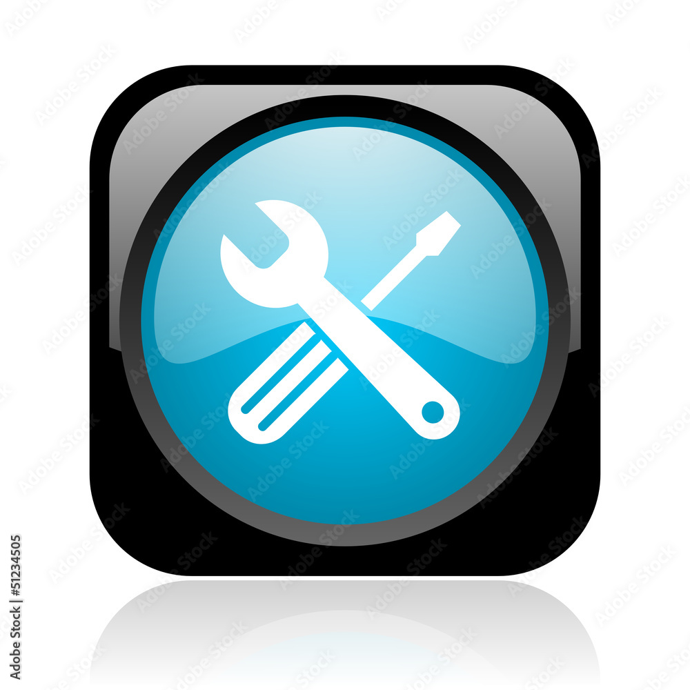 tools black and blue square web glossy icon tools black and blue square web glossy icon