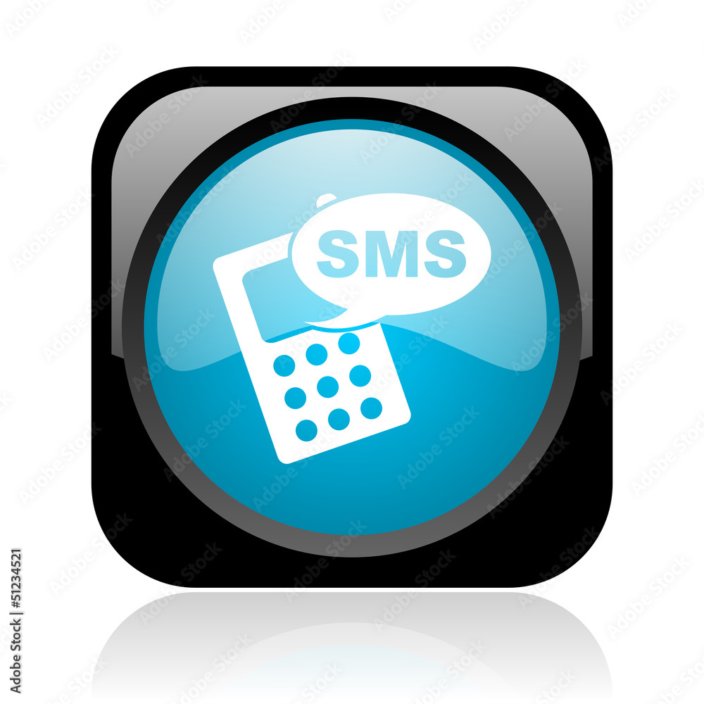 sms black and blue square web glossy icon sms black and blue square web glossy icon