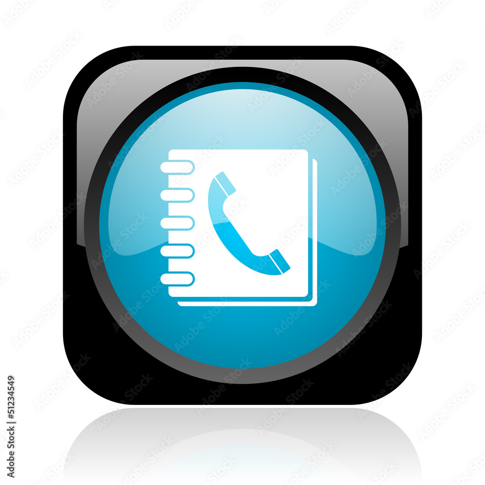 phonebook black and blue square web glossy icon