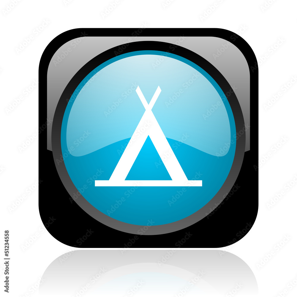 camping black and blue square web glossy icon camping black and blue square web glossy icon