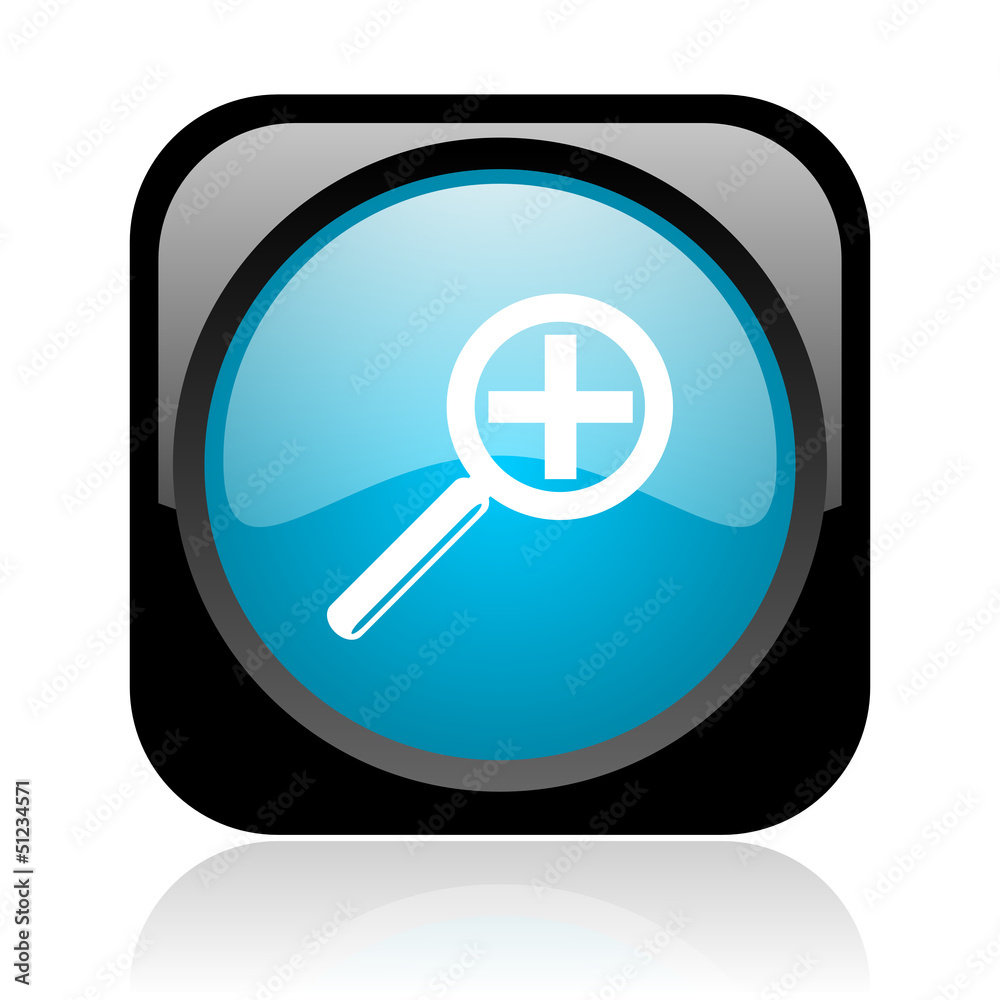 magnification black and blue square web glossy icon magnification black and blue square web glossy icon