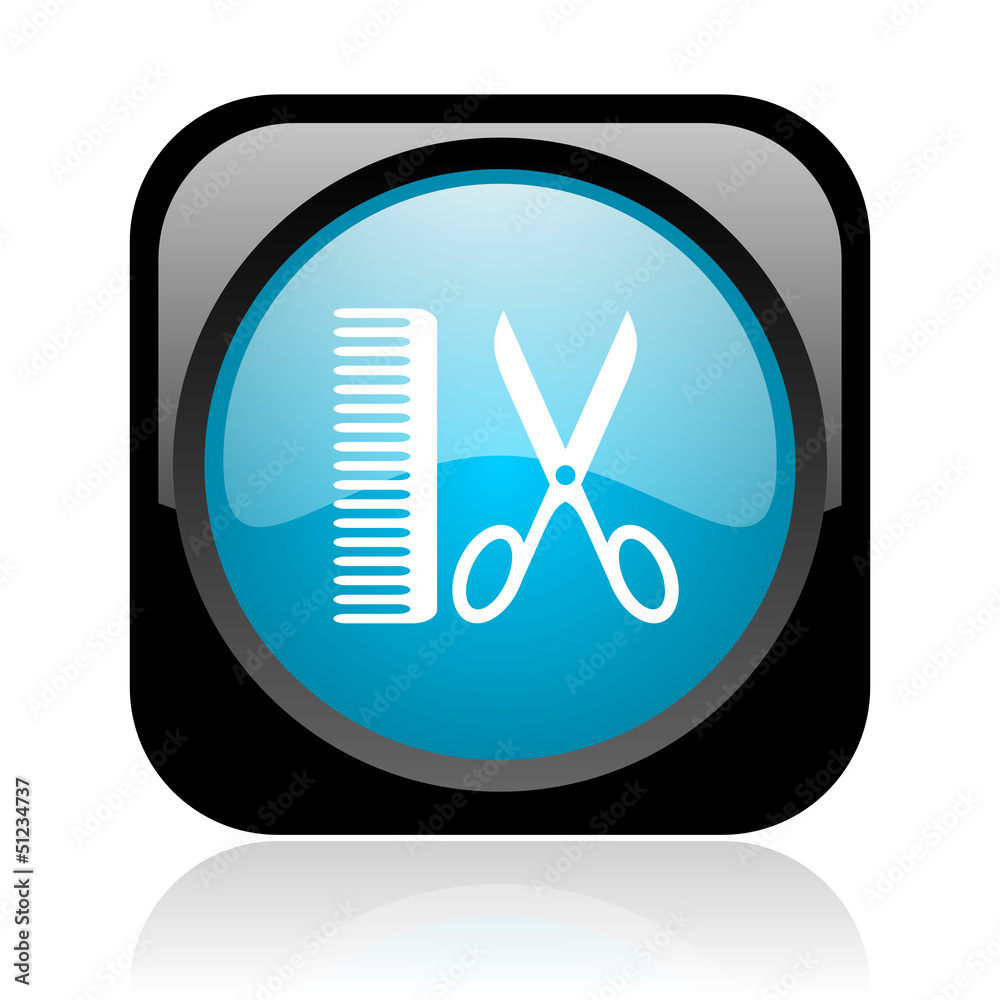 barber black and blue square web glossy icon barber black and blue square web glossy icon
