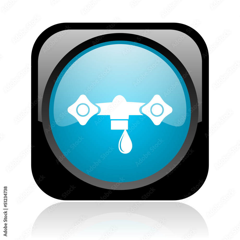 water black and blue square web glossy icon