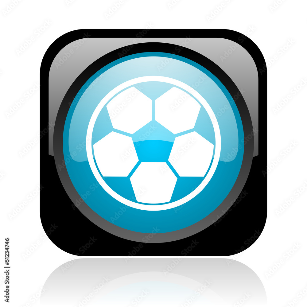 soccer black and blue square web glossy icon soccer black and blue square web glossy icon