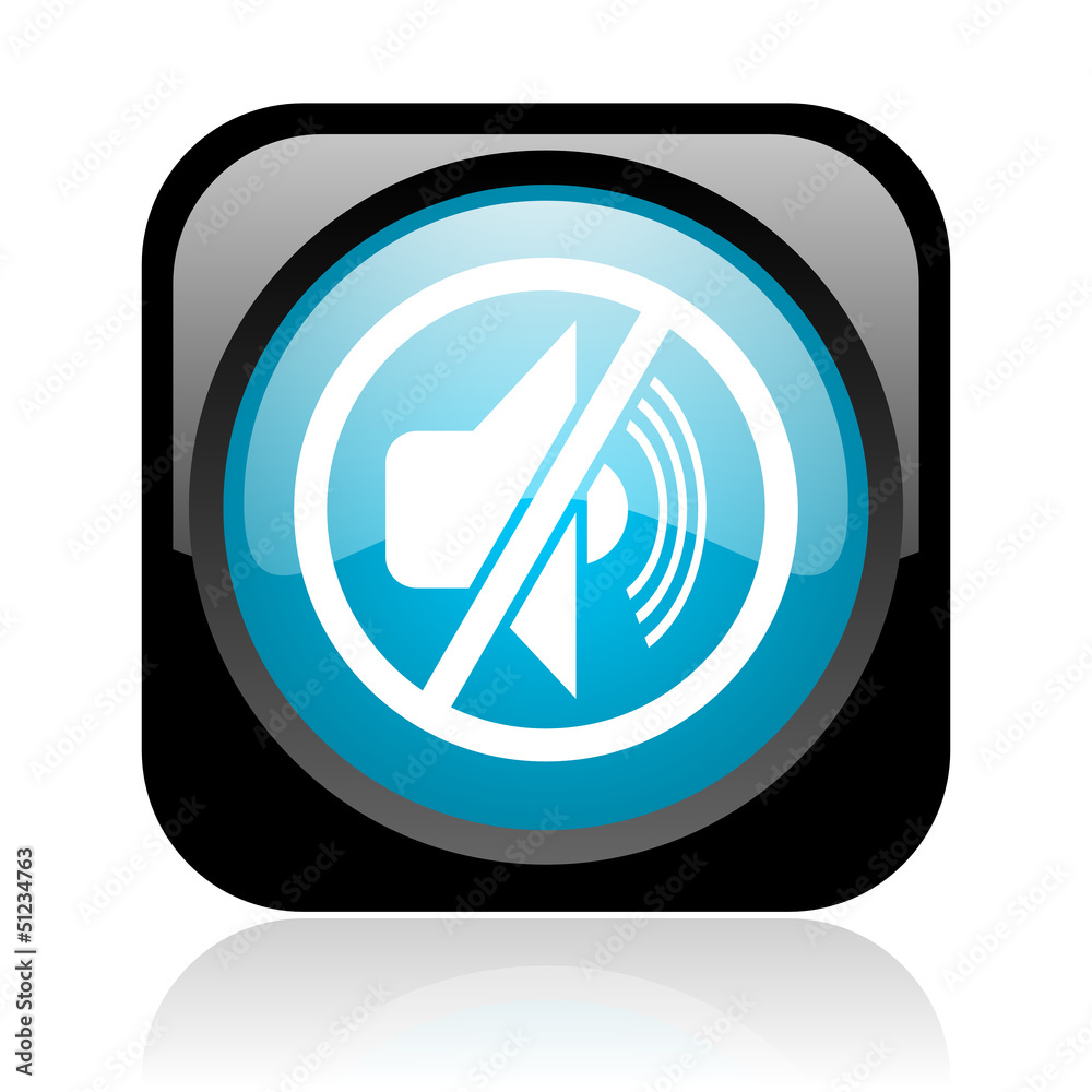 mute black and blue square web glossy icon mute black and blue square web glossy icon