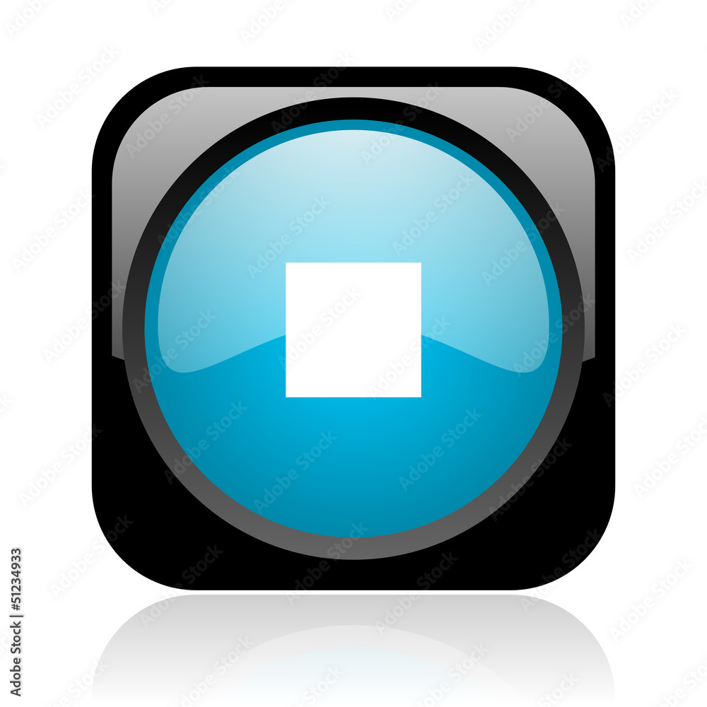 stop black and blue square web glossy icon stop black and blue square web glossy icon