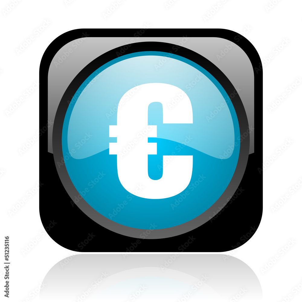 euro black and blue square web glossy icon