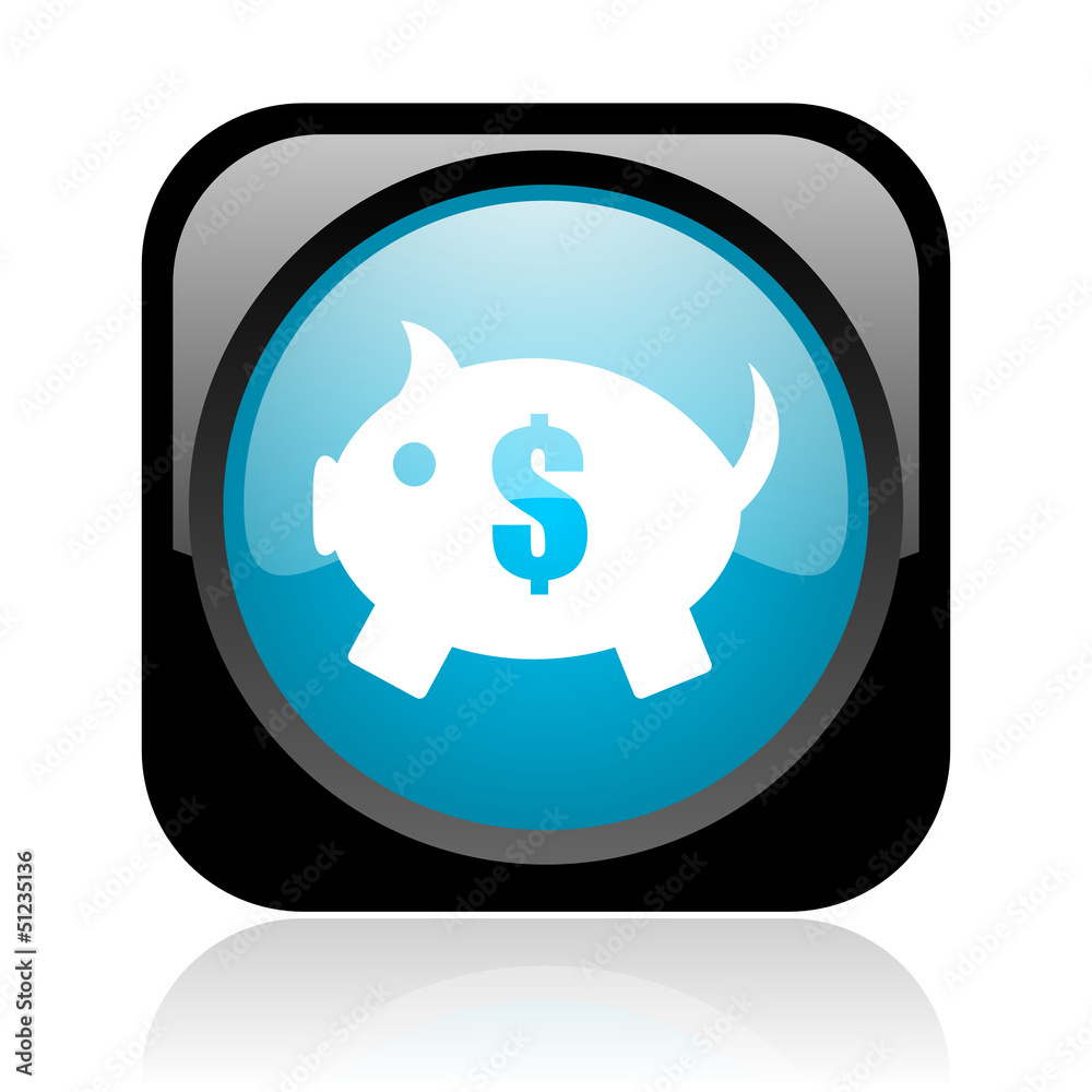 piggy bank black and blue square web glossy icon piggy bank black and blue square web glossy icon