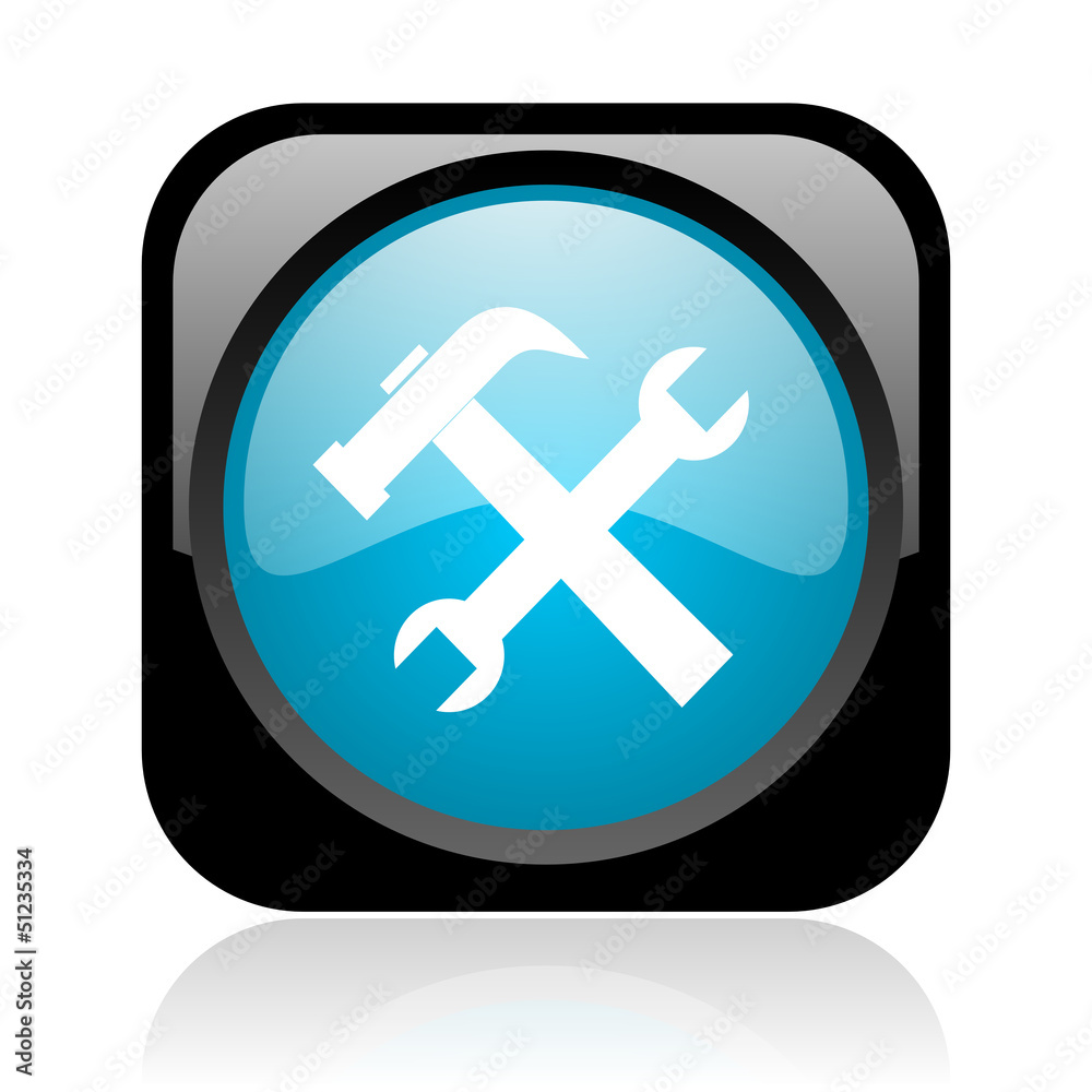 tools black and blue square web glossy icon tools black and blue square web glossy icon