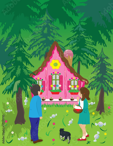 Fotografie Hansel and Gretel looking house made of candy