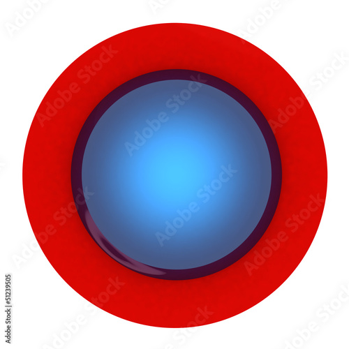 Button sphere with a circle isolated on white background