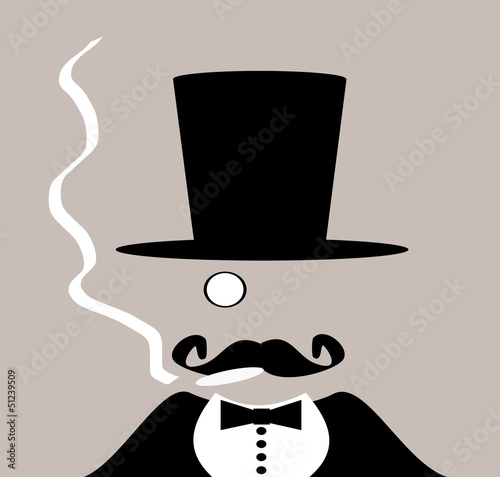 man with monocle and top hat smoking marijuana