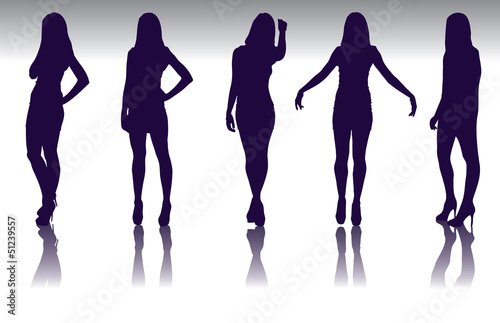 Set of fashion girl silhouette