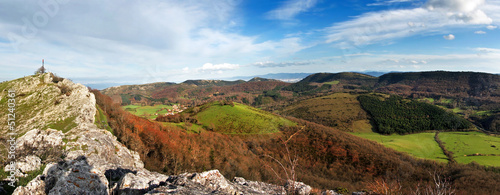 Panoramic view of meadows in Alava, Basque Country.