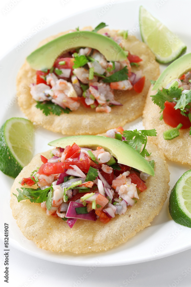 tostadas de ceviche, mexican food tostadas de ceviche, mexican food
