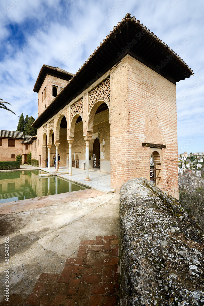 The Partal gardens of Alhambra in Granada