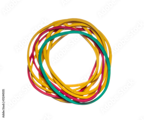 colored rubber bands on a white background, isolated