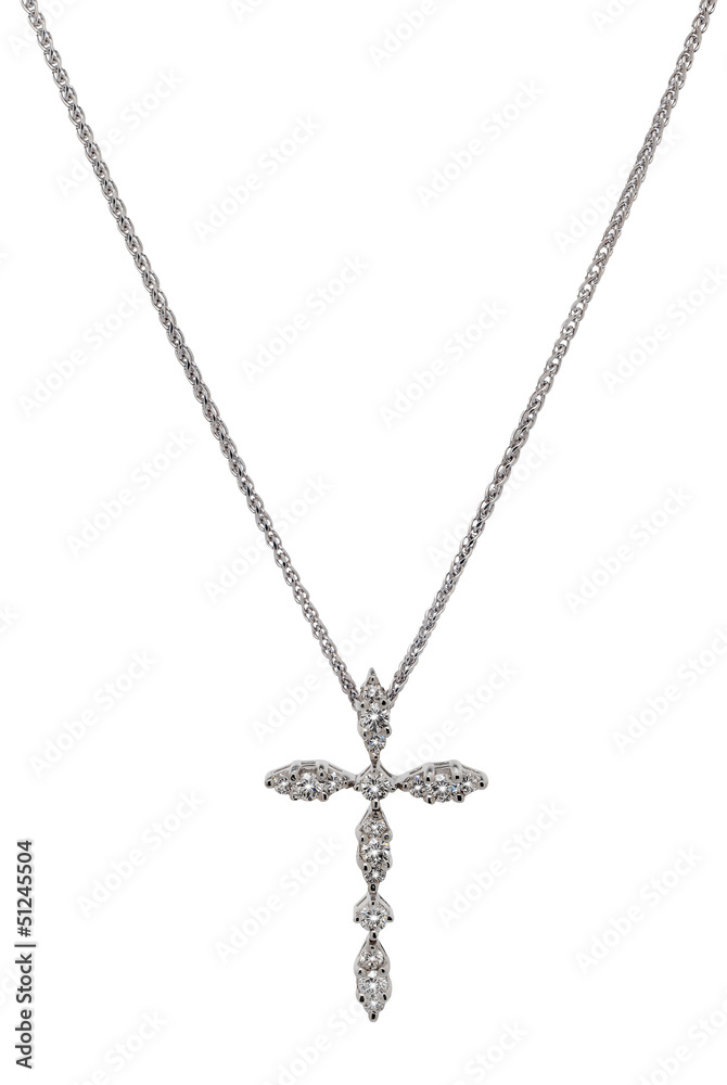 Silver necklace with s silver decorative cross Silver necklace with s silver decorative cross
