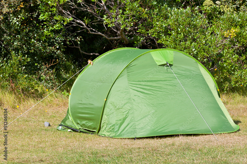 Outdoor Green Tourist Tent at Field