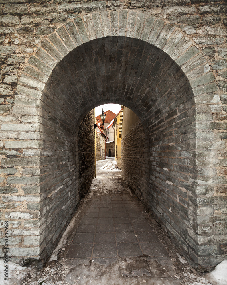 Entrance to the old town street, Tallinn, Estonia