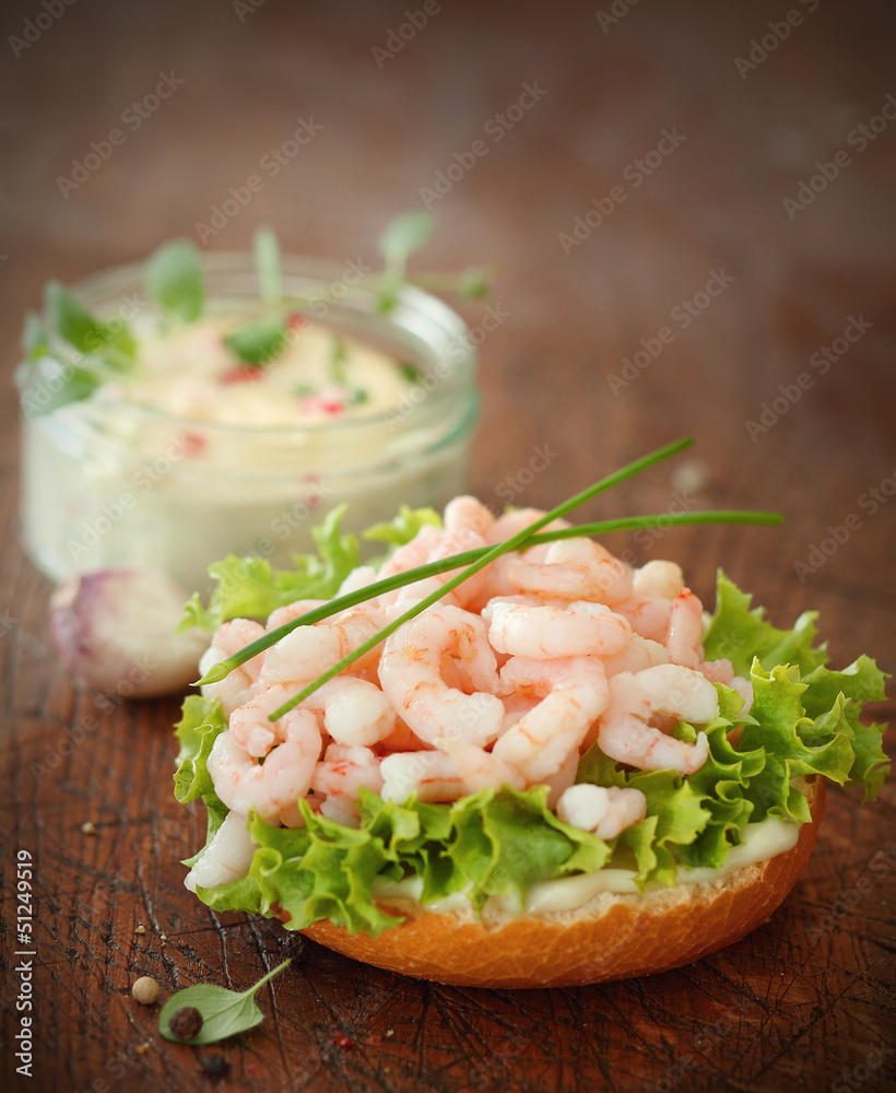 Open seafood sandwich or bruschetta