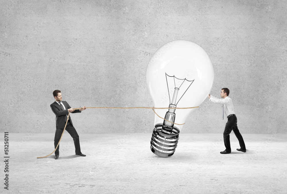 Obraz premium man pulling lamp