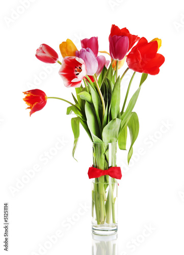 Wallpaper Mural Beautiful tulips in bouquet isolated on white Torontodigital.ca