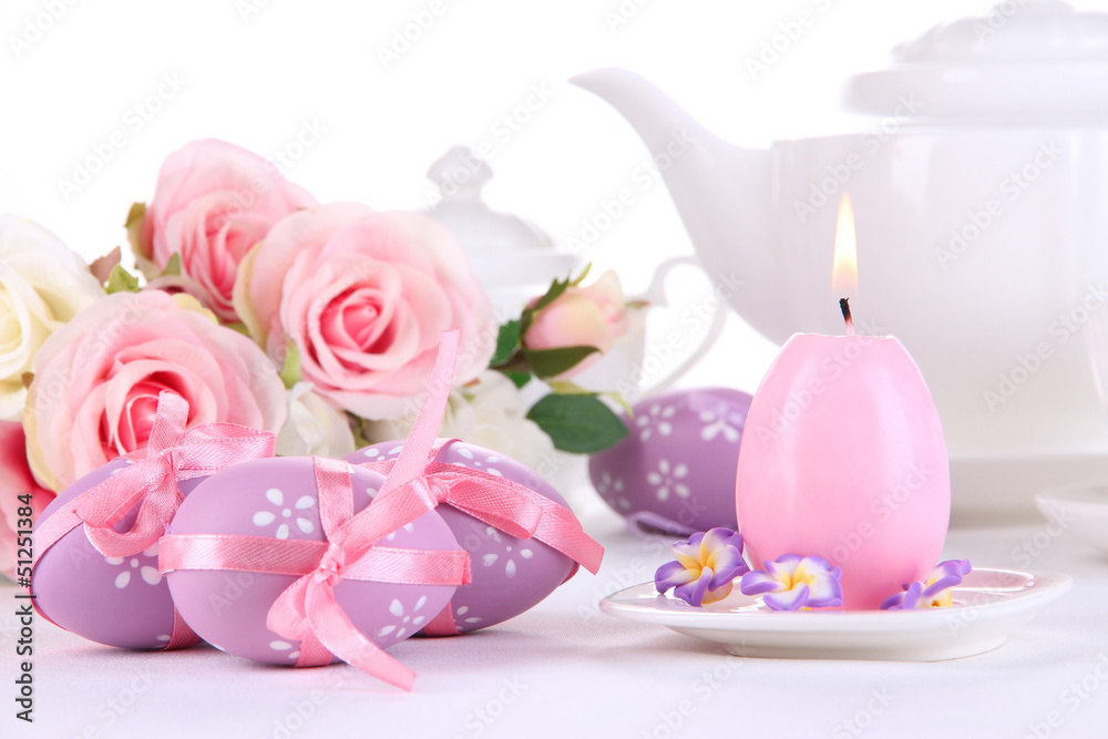 Place setting for Easter close up Place setting for Easter close up