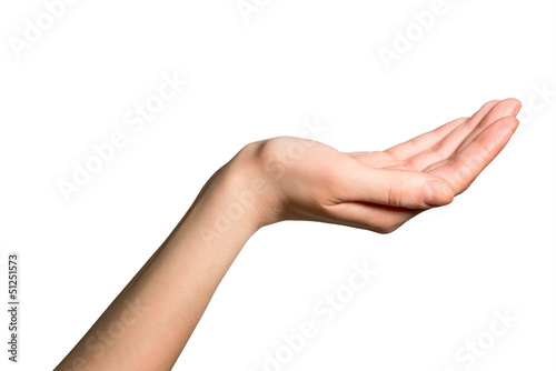 Woman's hand over white background © exopixel