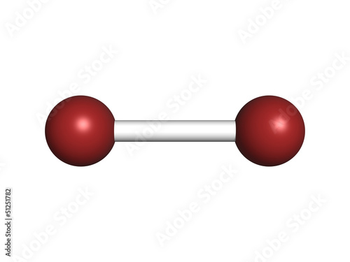 Elemental bromine (Br2), molecular model. photo