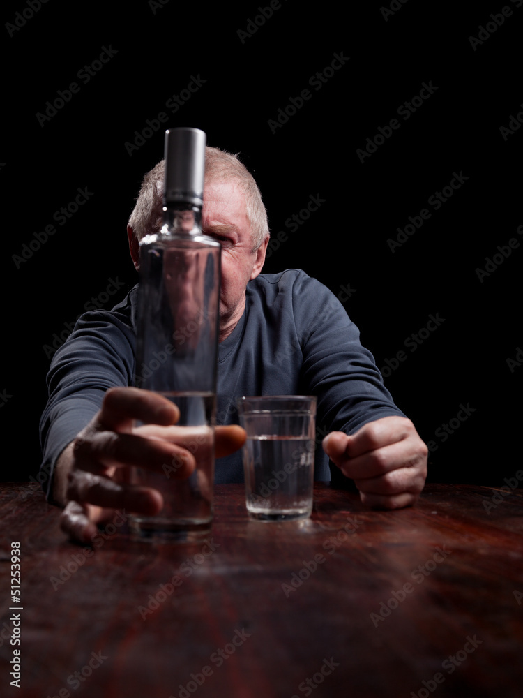 portrait of alcoholic senior man