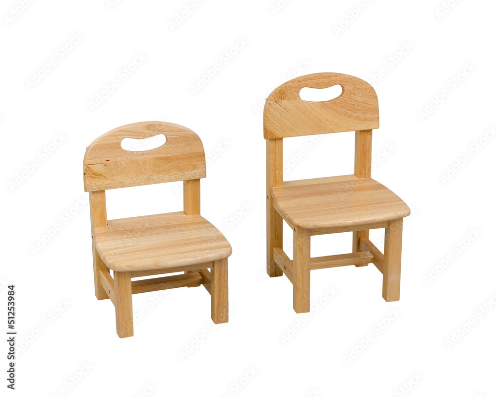 small wooden chairs for kid isolated on white background Stock Photo