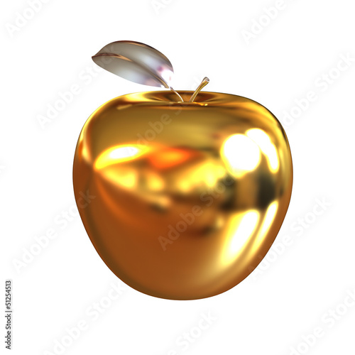 Gold apple isolated on white background