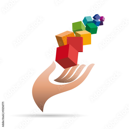 Vector logo Hand and pixels